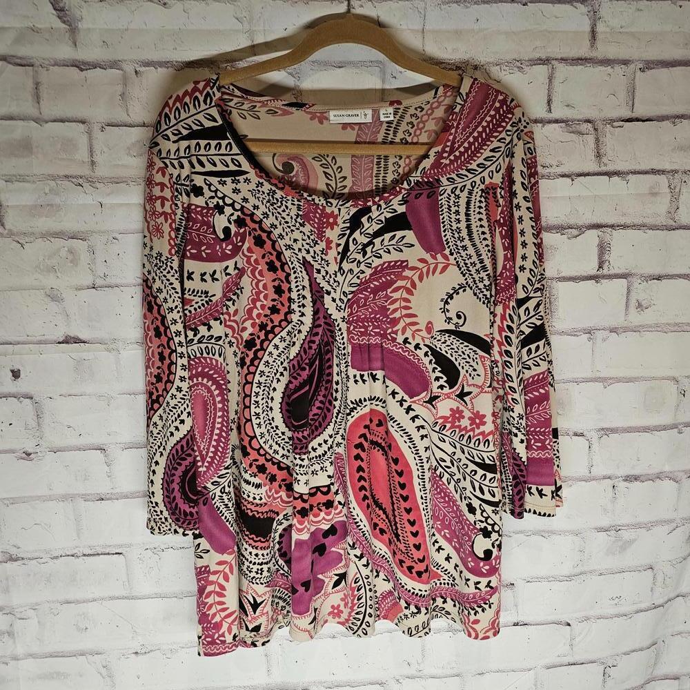 Susan Graver Pink Paisley Top